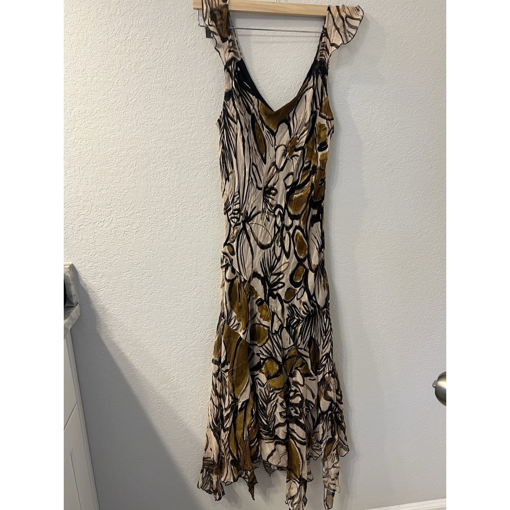 Jonathan Martin Vintage Y2K Silk Printed Asymmetrical Hem Dress Size 6